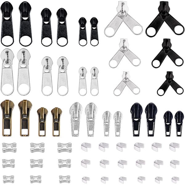 Metall Dragkedja Huvud Slider Dragkedja Reparationssats Dragkedja Drar Dragkedja Stopper Hållare Insätt Stift Diy Dragkedja Ersättning Verktygssats För Jackor Handväskor Resväskor