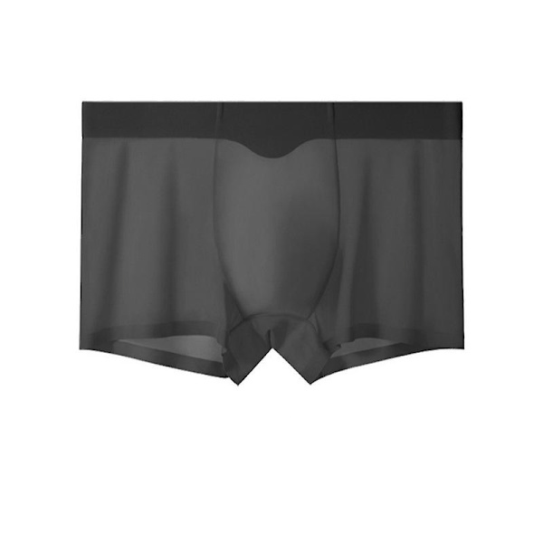 Herre Sporløs Undertøy Ice Silk Boxer Brief Sexy Gjennomsiktig Truser black 2XL