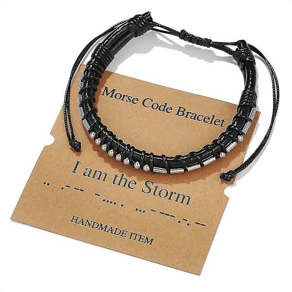 Morse Code Alfanumerisk Par Armband Justerbara Armband Morse Code String ZJ8399-Never Give Up
