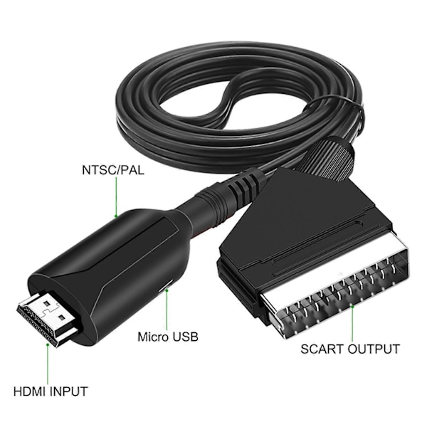 Scart till HDMI-omvandlare Audio Video Adapter för HDTV/DVD/Set Top Box/PS3/PAL/NTSC