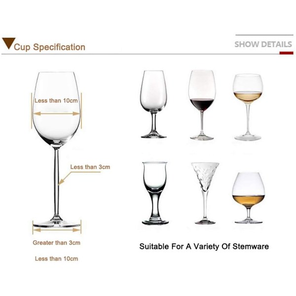 Vin Glassholder i Bambus, Holder Opptil 6 Vinglass, Hengende Stettglass Display Rack, Under Skap Montert Vinglass Tørkeoppbevaring Henger Organizer