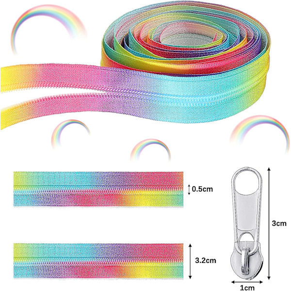 2 rullar nummer 5 10 yards nylon spiralblixtlås och 20 stycken silver blixtlås dragkedjor regnbågsfärgade spiralblixtlås per meter långa blixtlås metall blixtlåsreglage