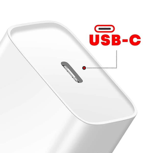 USB-C Strømforsyning 20W Kompakt Lader med 60W USB-C Kabel, Hvit