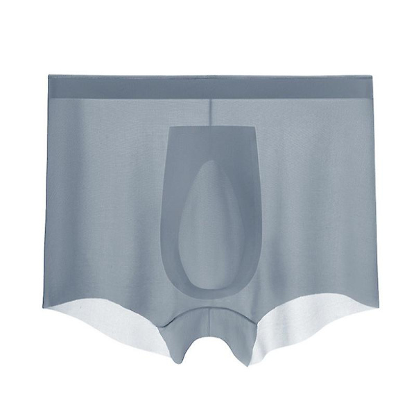 Miesten alushousut 3D-stereo leimaus yksiosainen miesten jääsilkki bokserit hengittävät saumattomat seksikkäät läpinäkyvät alushousut grey 4XL
