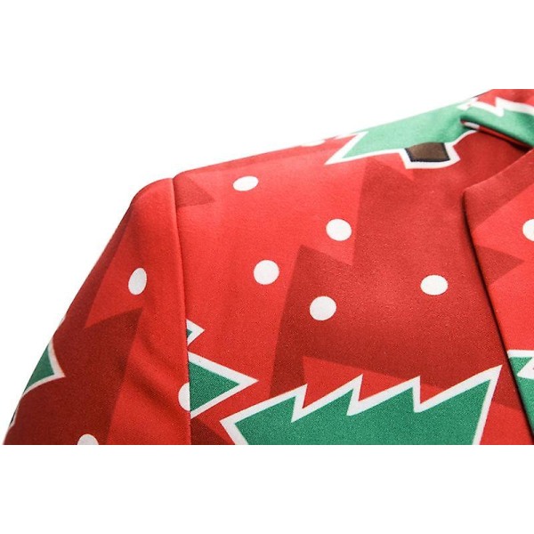 Morsom Slim Fit Blazer med juletreprint for menn til nyttår Red M