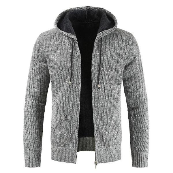 Miesten rento neulehuppari vetoketjulla, fleecevuorella, pitkähihainen collegepaita, lämmin talvella L Light Grey