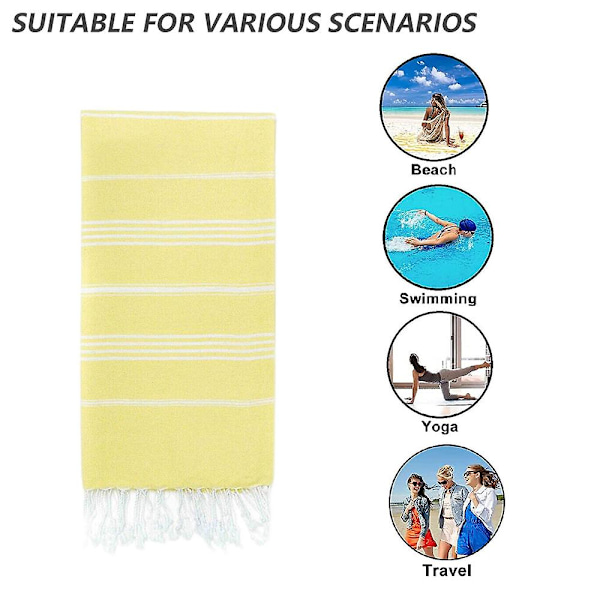 Turkiskt strandlakan Överdimensionerat 90*180cm 100% Bomull Sandfritt  Simhandduk Lätt Reshandduk Bright yellow