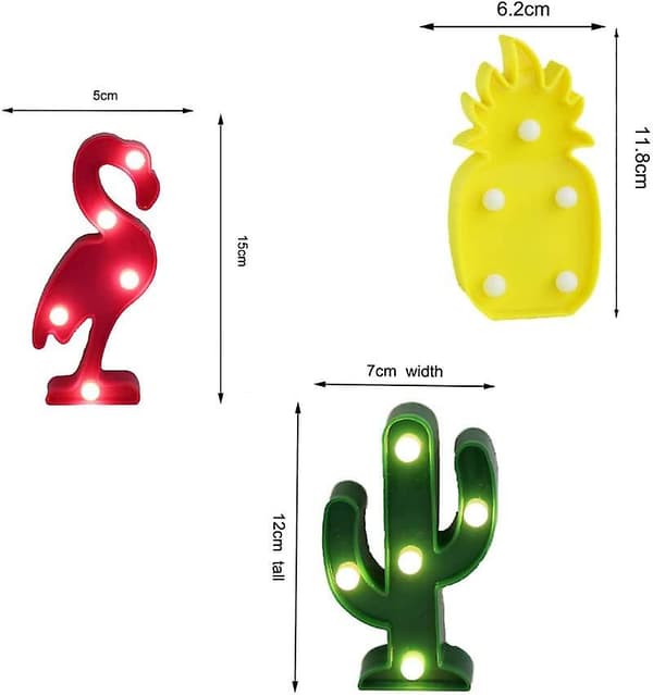 Flamingo, Ananas og Kaktus Mini Natlys Sæt Led Natlys