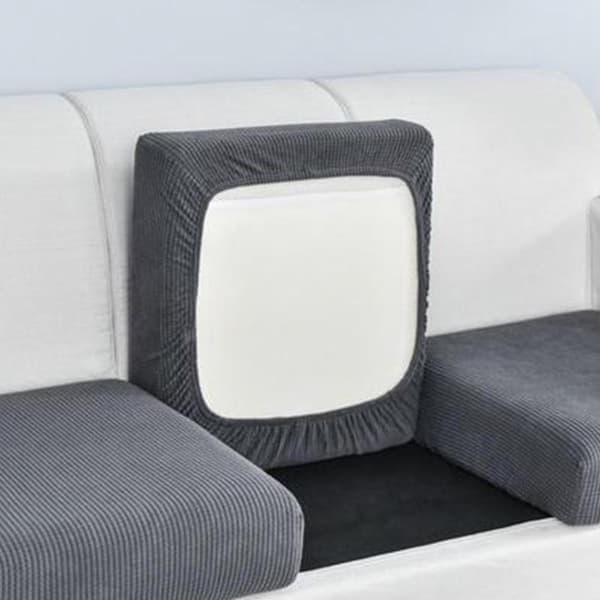Elastisk Gitter Lenestol Sofapute Trekk Passer Til Sjeselong, Sofatrekk Mais Fleece Sofapute Trekk Dark Grey