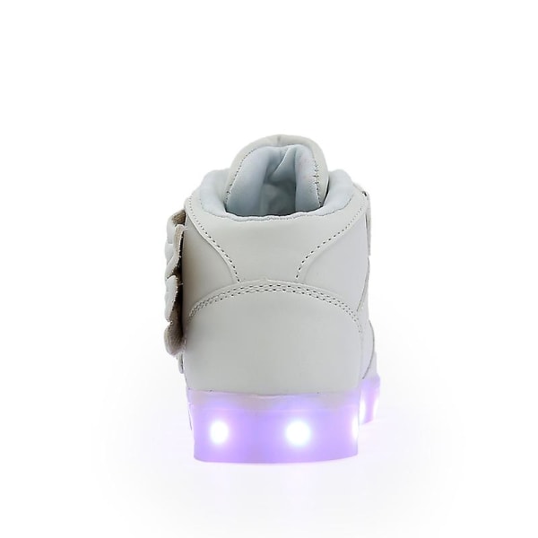 Barn Sneakers Pojkar Led Light Up Sneakers Pojkar Flickor Sport Löparskor 2L1188 White 36