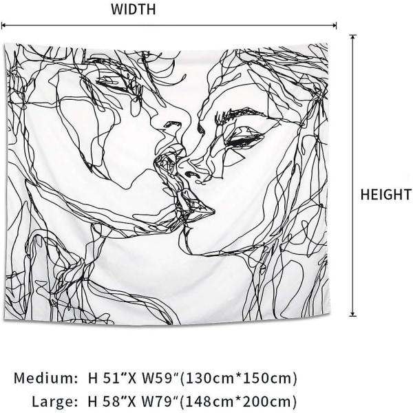 148cmx200cm Män Kvinnor Själsfull Abstrakt Skiss Väggbonad Kyssande Älskare Gobeläng Väggbonad Sovsal Sovrum Vardagsrum