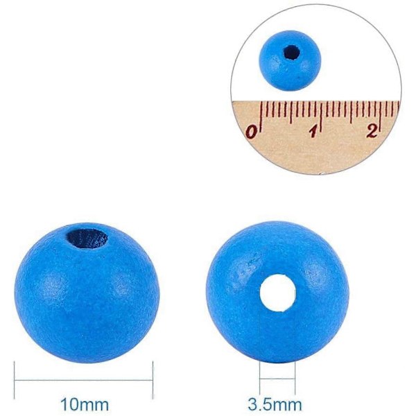 250 st 10 mm Färgade Miljövänliga Runda Träpärlor 10 Färger Stora Hål Träavståndspärlor för Jul Halloween DIY Hantverk Smyckestillverkning, Makramé