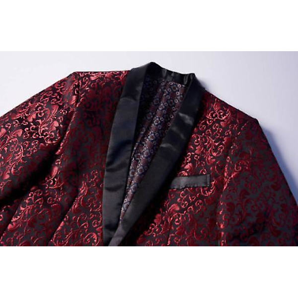 Herre Blomstret Revers Blazer Jakkesæt Print Dinner Smokingjakke red s