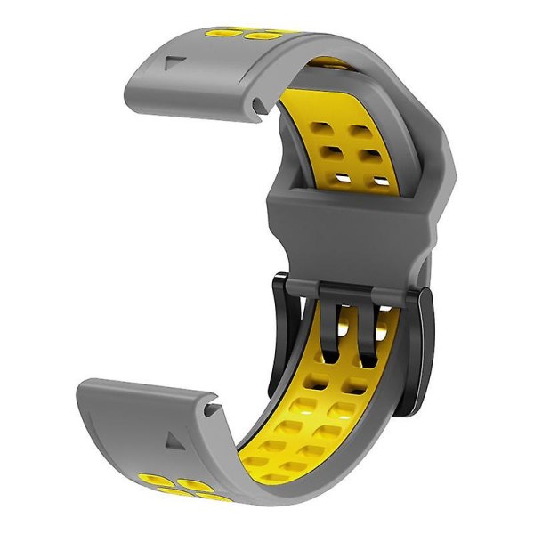 Sportersättningsband i mjukt silikon för Garmin Fenix ​​7/6/5, watch i två färger med snabb frigöring Grey Yellow