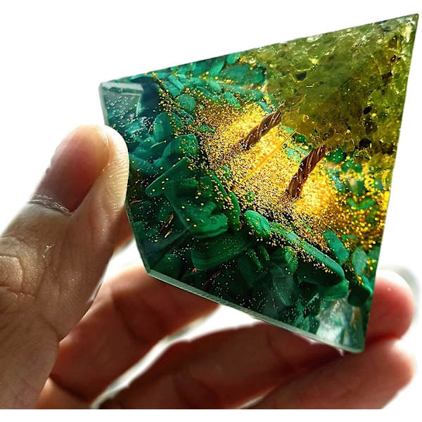 Livets Træ Orgonit Pyramide For Positiv Energi Krystal Healing Orgon Pryamid Kollektion Meditation Tiltræk Rigdom Værktøj (grøn)