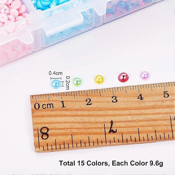 1 Ask 8100 st 15 Färger Platta Halva Pärlor Halva 4mm Platta Imitation Pärla Cabochons Pärla Gem