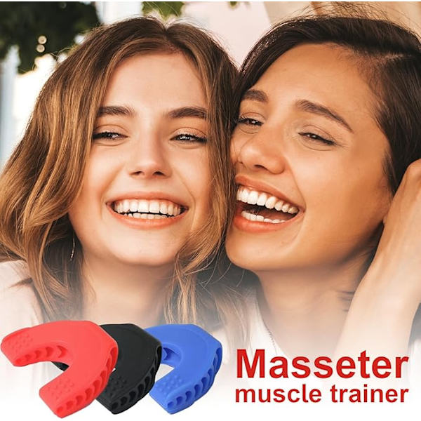 Leukaharjoittelulaite, Leukaharjoittelulaite, Jaw Line Trainer leukalihasten harjoittamiseen - Silikoni 3 vastustasoa leuan vahvistaja, leukojen pureskeluharjoittelu leukalinjan harjoittamiseen