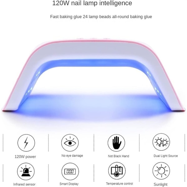 Neglelampe, Neglelampe 120w Smart Negletørrer Smart Shart Shique Negle Ikke-sort Fototerapilampe