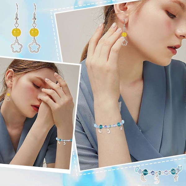 400 stk. 10 Stilarter Charms Vedhæng 201 Rustfrit Stål Hjerte Stjerne Måne Vedhæng 1,2-1,6 mm Hul Små Vedhæng Øreringe Dingle Charms Armbånd Vedhæng fo