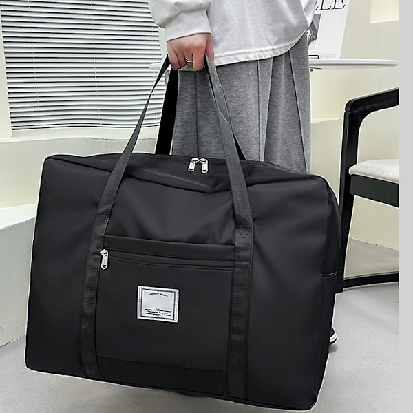 Reiseveske, Weekend Bag, Sports- og Fitnessbag, Sportsbagasje, Skulderveske for Overnatting black