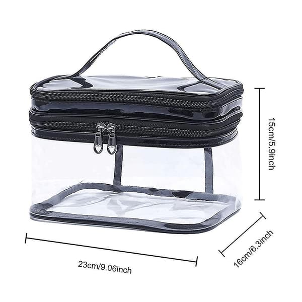 Multifunksjonell sminkeveske for oppbevaring og vask, laget av PU black