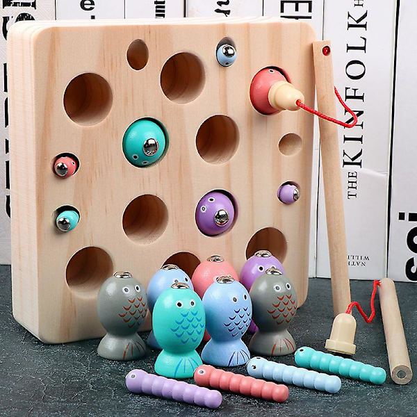 Baby Fiske Leksak Barn 1-3-2 Ett år gammal pojke flicka baby magnetisk fånga och ta bugg pussel tidig utbildning byggklossar