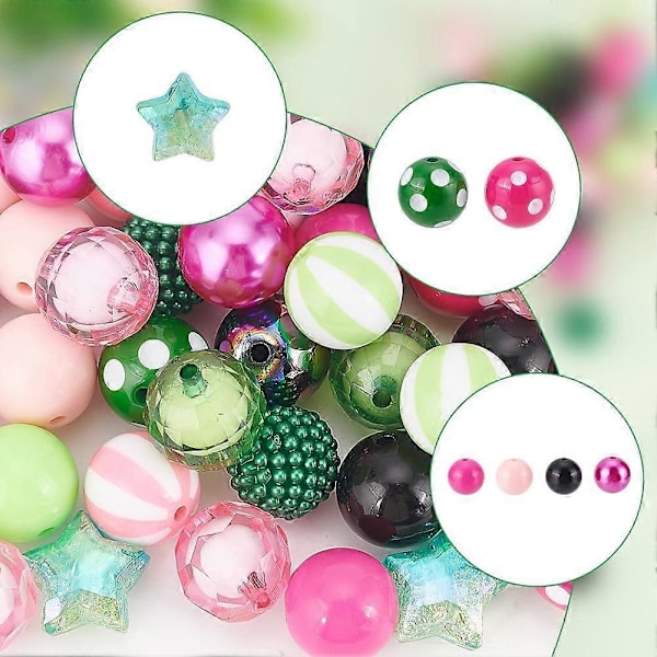 60 st 20mm Chunky Bubblegum Pärlor 15 Stilar Blandade Färgglada Runda Pärlor Discokula Pärlor