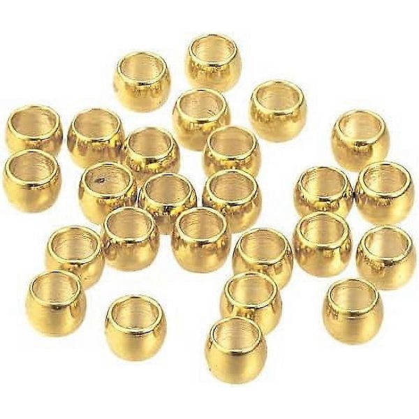 100 st 304 Rostfritt Stål Crimp Pärlor Gyllene Rondelle Små Crimp Pärlor 2mm Hål Smycken Armband Tillverkning Klämma Ände Distans Pärlor för DIY Halsband Armband