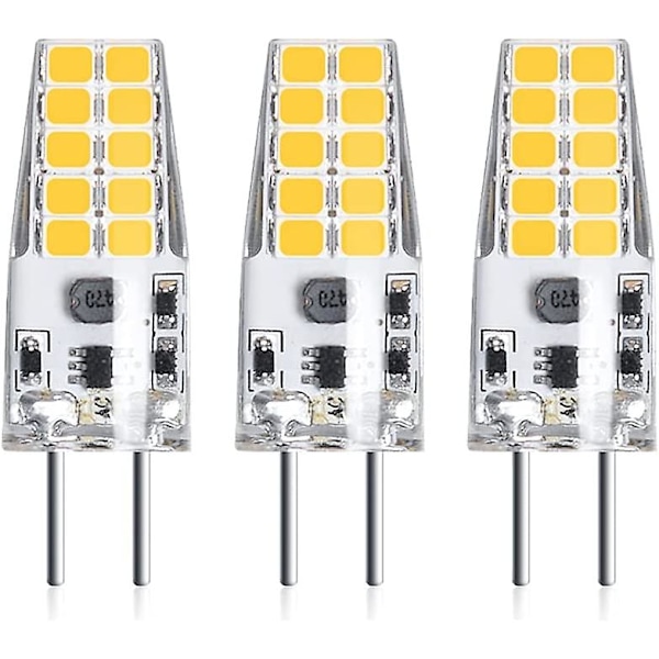 3 stk. 3w 12v G6.35 LED-pære T3 / T4 / T5 Hætte G6.35 / Gy6.35 Sokkel Varm Hvid 3000k Erstatning for 30w Halogenpære [Energiklasse A++]