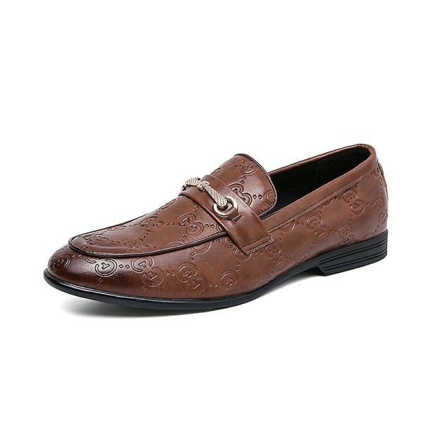Klassiska moderna formella oxfordsnörskor i läder för män, casual skor a7755 Brown EU 44