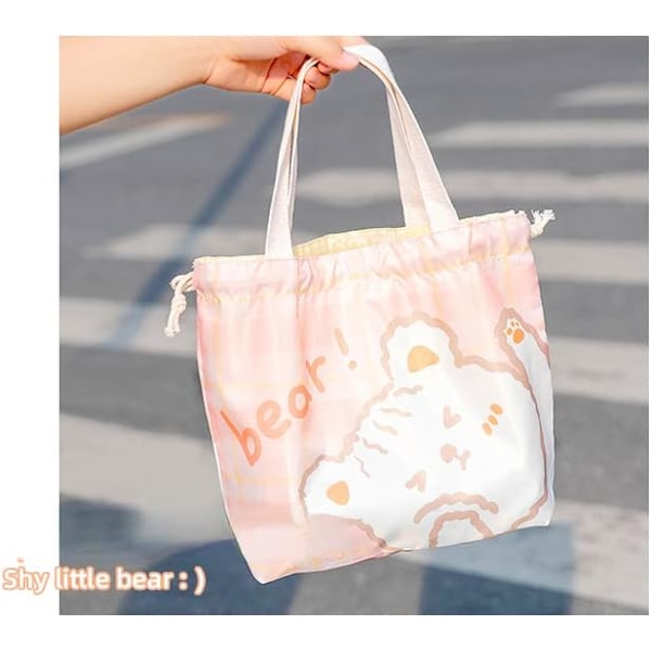 Kawaii Frokosttaske til piger sød isoleret madkasse æstetiske ting Bento køletaske frokost stofpose til skole picnic kontor pink