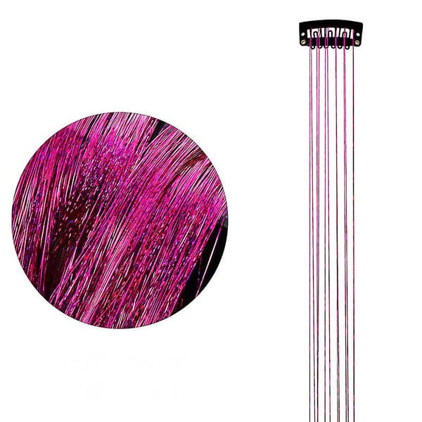 6 stk. Glitter Hår Lametta Med Clips Blændende Lametta Hår Extensions Rose