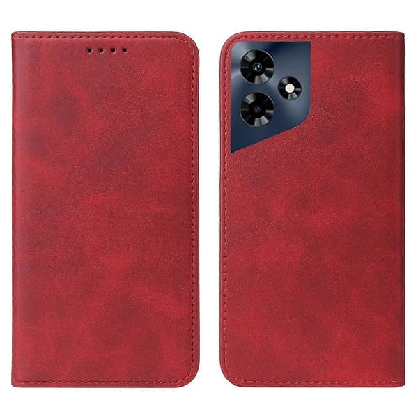 Magnetisk Stängning Läder Telefonfodral Red For Infinix Hot 20 5G