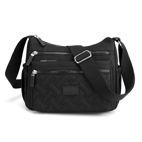 Kvinnor Crossbody Väska Multi-ficka Nylon Vattentät Lätt Casual Axelväska Handväska Portfölj black