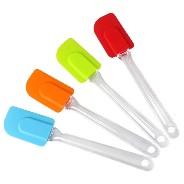 Deigskrape Silikon, 4 Silikonskraper, Deigskrapesett med Plasthåndtak, Varmebestandig, Non-stick, BPA-fri Baketilbehør, Brukes Til C
