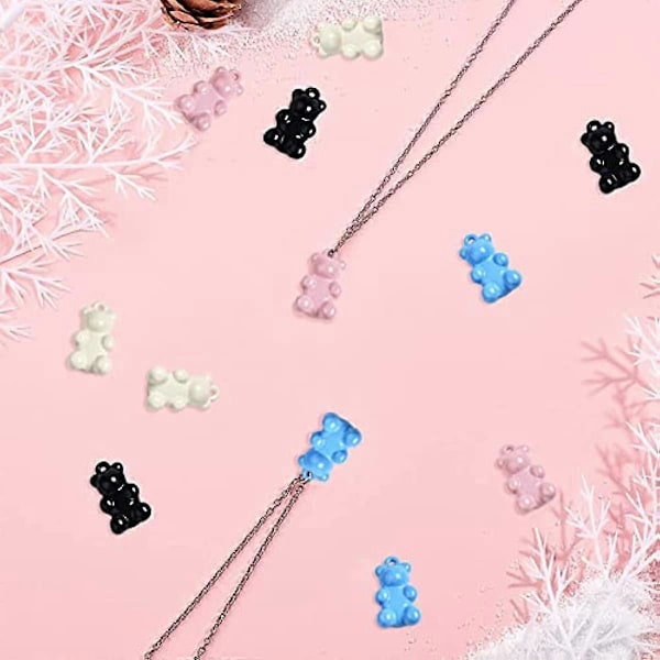 32 stk. 4 farver Bjørne Charms Vedhæng Legering Farverig Dyr Spraymalet Charm Flad Bagside Dingle Sødt Vedhæng til Smykkefremstilling Charms DIY Halskæder Brac