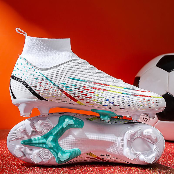 Herre Fodboldsko Pigge Fodboldsko Til Unge Ankelstøvler Atletisk Sneaker 601A White EU 42
