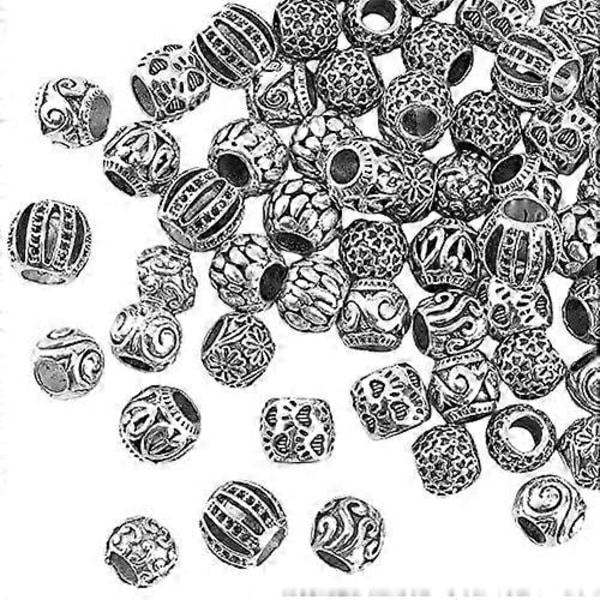 80 stk. Tibetanske løse perler 9,5-11 mm legering europæiske perler hule filigran antikke sølv afstandsstykke perler