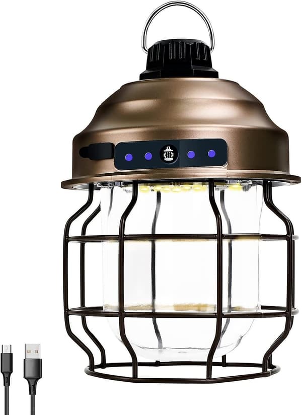Utendørs LED Campinglampe, 3600mah Batteri Med 3 Lysmoduser, Brun