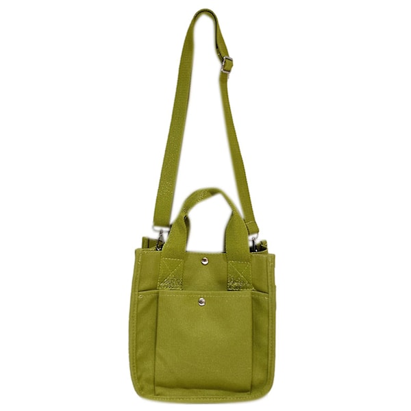 Ensfarget enkel damehåndveske vertikal firkantet crossbody-veske i canvas for skole og shopping Green