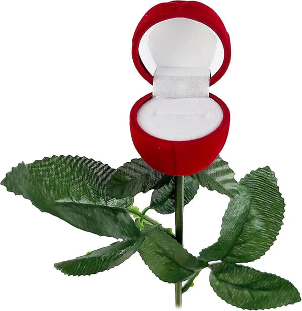 Rød Rose Smykkeskrin Etui Til Ring Ørering