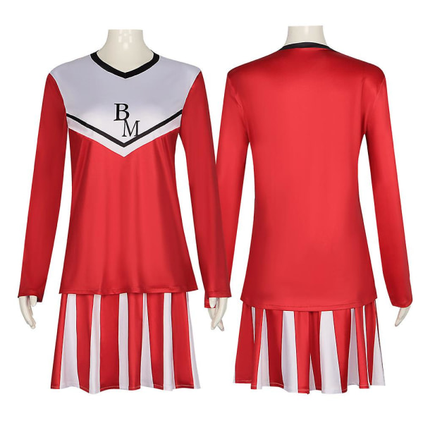 Svart spegel cheerleader kostym för kvinnor, Halloween fest uniform outfit 3XL
