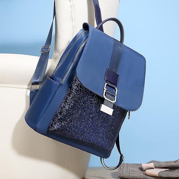 Kvinnors Ryggsäck Oxford Vattentät Resväska Mode Sequin Skola Glitterväskor För Blue