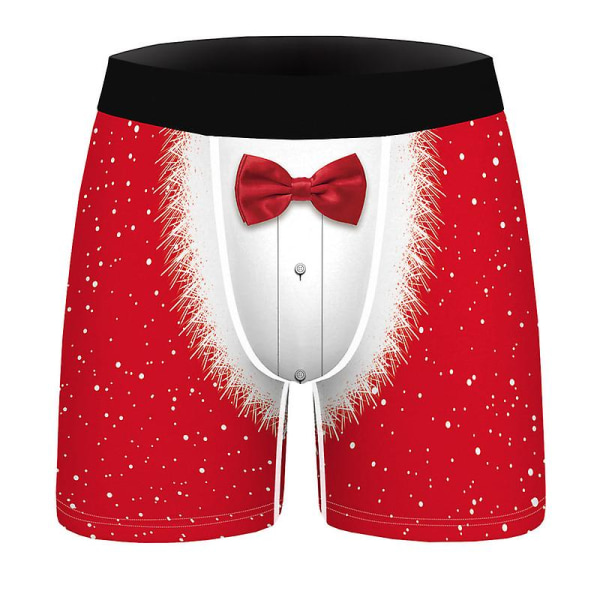 Christmas Digital Printing Andningsbara underkläder för män Dagligt slitage Bekväma elastiska platta byxor Color 3