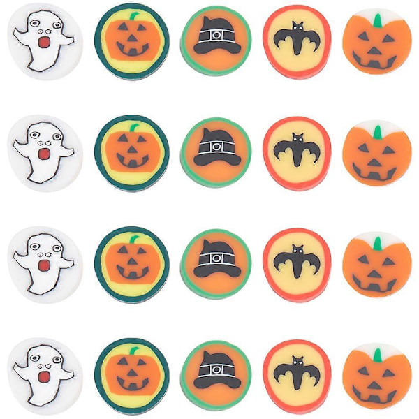 1 Æske 1 Æske 200 stk. 5 Stilarter Halloween Cabochons Resin Ornamenter Spøgelse Græskar Flagermus Hætte Flad Bagside Scrapbog Udsmykning Charms til DIY Broche Ørering D