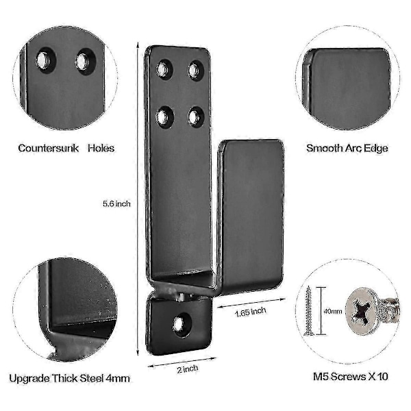 Dörrspärrfästen, 2-pack nedfällbar stånghållare för hemsäkerhet, 2X4 stång