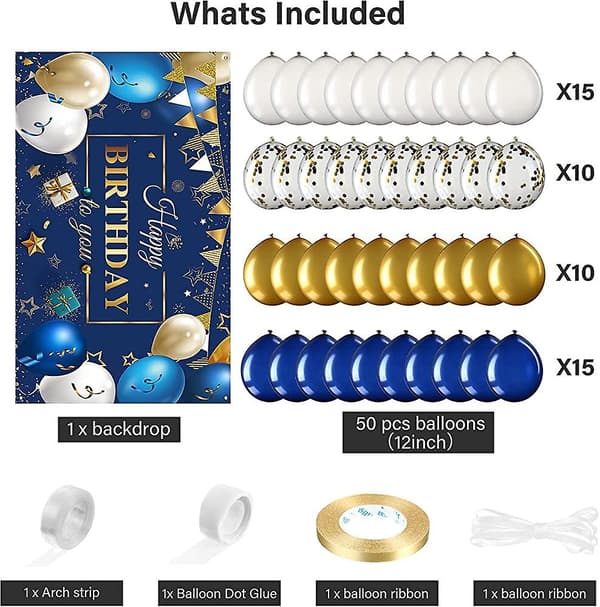 Marinblå Konfetti Ballonger Kit Set 50 Stycken Acsergery Present Blå