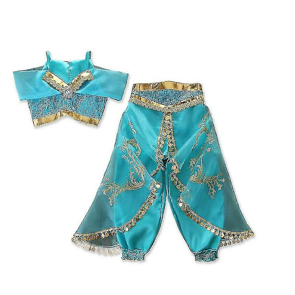 Underbara Aladdin Jasmine Princess Halloween Princess Barn Flickor Kläder Set Cosplay Kostym Festkläder 3-8y 150