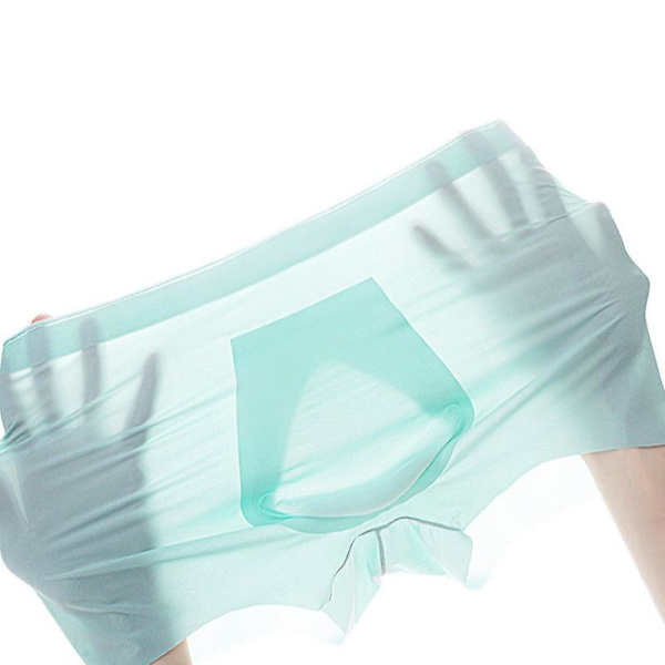 Miesten alushousut 3D-stereo leimaus yksiosainen miesten jääsilkki bokserit hengittävät saumattomat seksikkäät läpinäkyvät alushousut light green 4XL