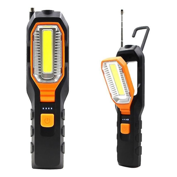 USB Oppladbar LED Lommelykt Arbeidslys Lampe LED Støttestativ Svingbar Krok For Camping Verksted Bilreparasjon Usb rechargeable Orange